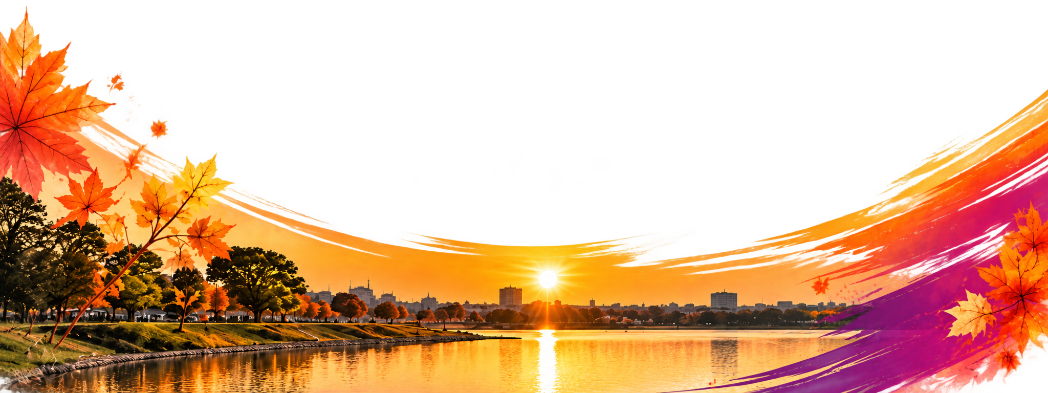 夕日に染まる狭山池